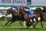 Funstar wins 2019 Tea Rose Stakes in 3 way photo